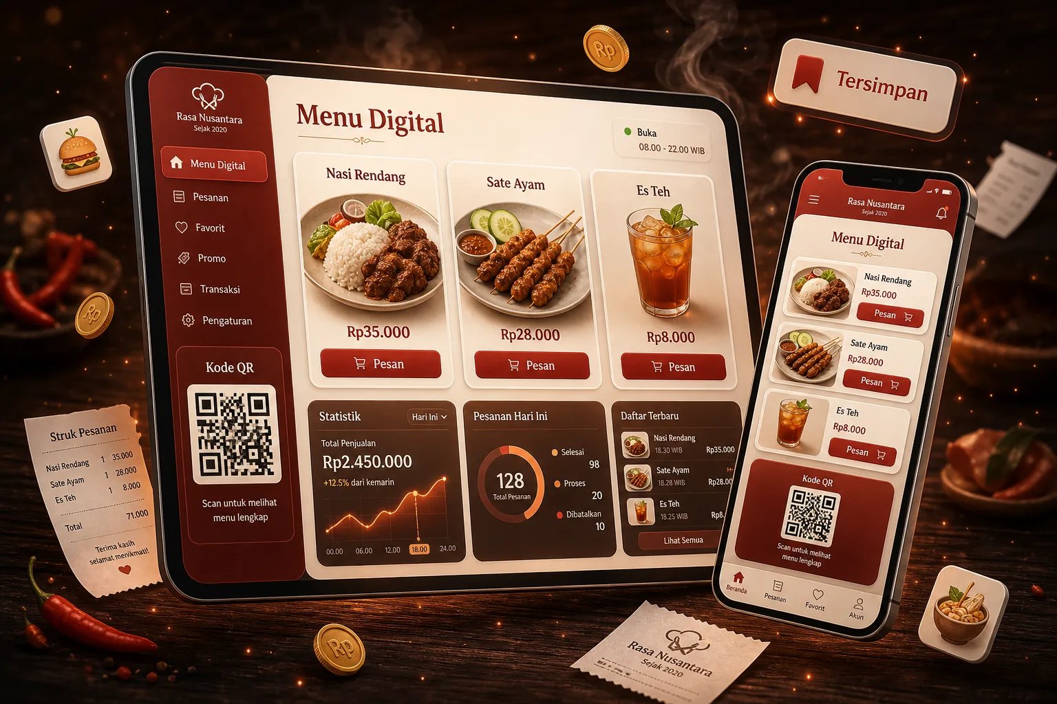 Menu Digital QR hasil rakitan AI